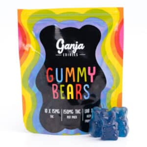 GanjaEdibles Gummy Bears Blue Raspberry 150MG 600x600 1